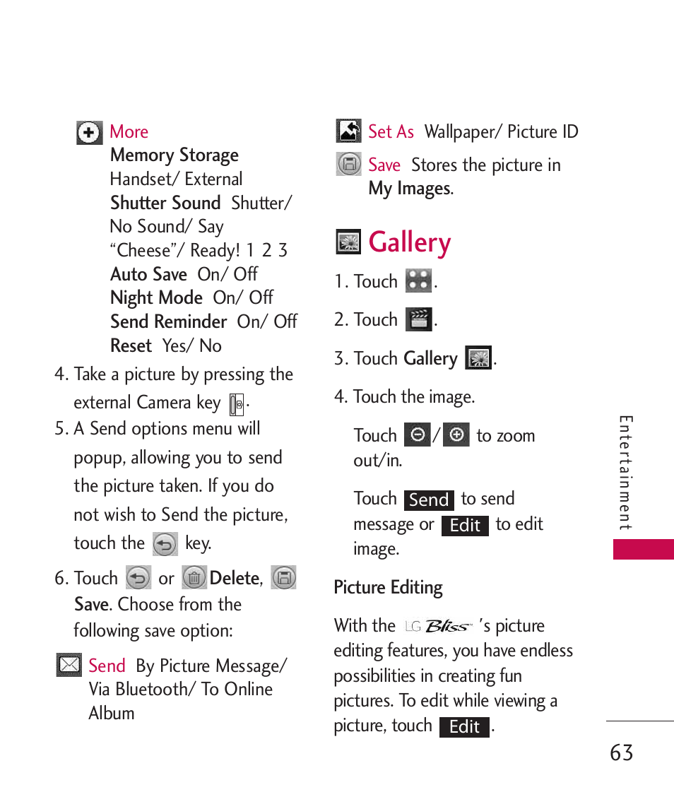 Gallery | LG Bliss -UX700W User Manual | Page 65 / 297