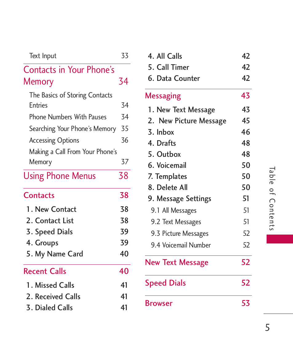 Using phone menus 38 | LG Bliss -UX700W User Manual | Page 7 / 297