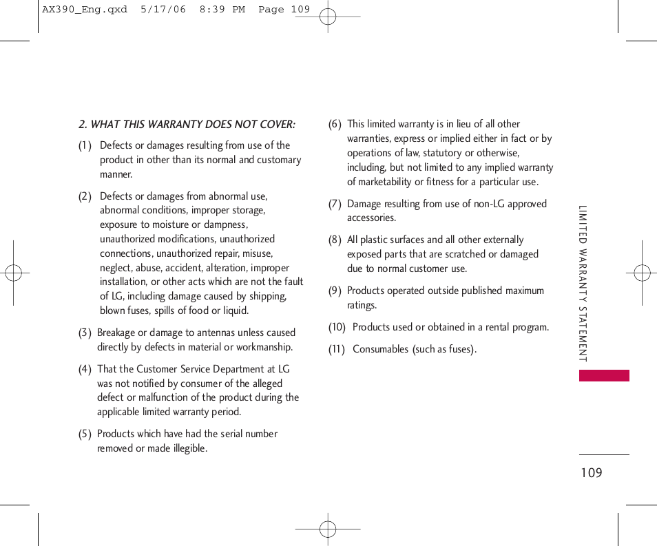 LG AX390 User Manual | Page 111 / 226