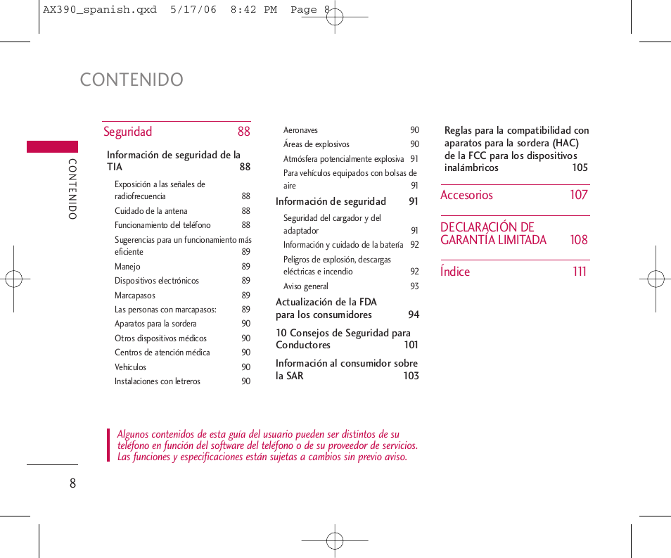 LG AX390 User Manual | Page 122 / 226