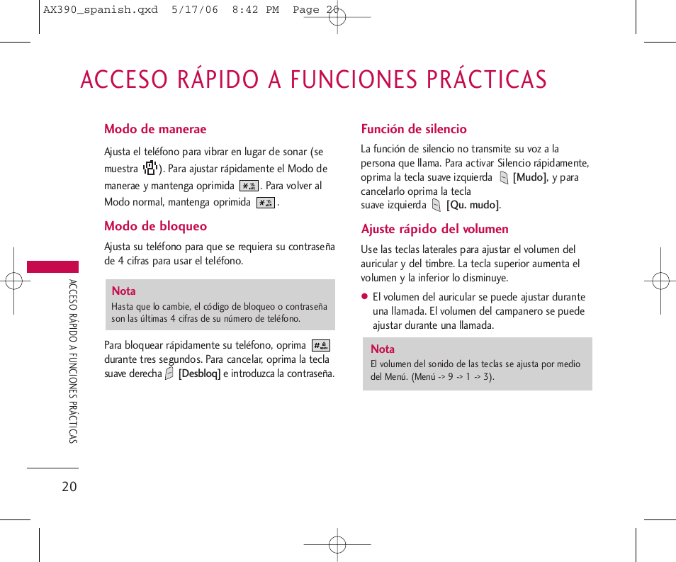 Acceso rápido a funciones prácticas | LG AX390 User Manual | Page 134 / 226