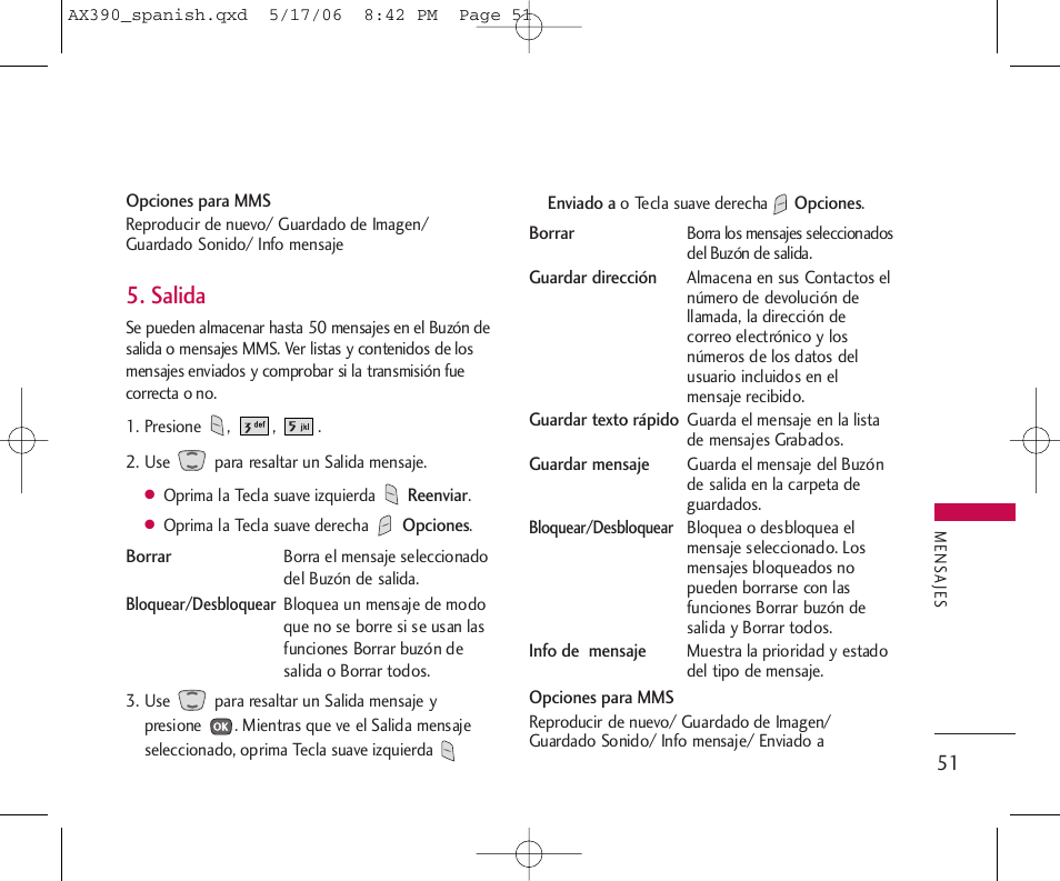 Salida | LG AX390 User Manual | Page 165 / 226