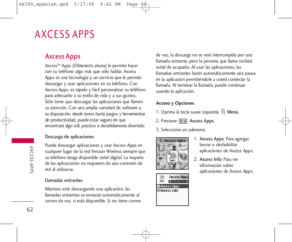 Axcess apps | LG AX390 User Manual | Page 176 / 226