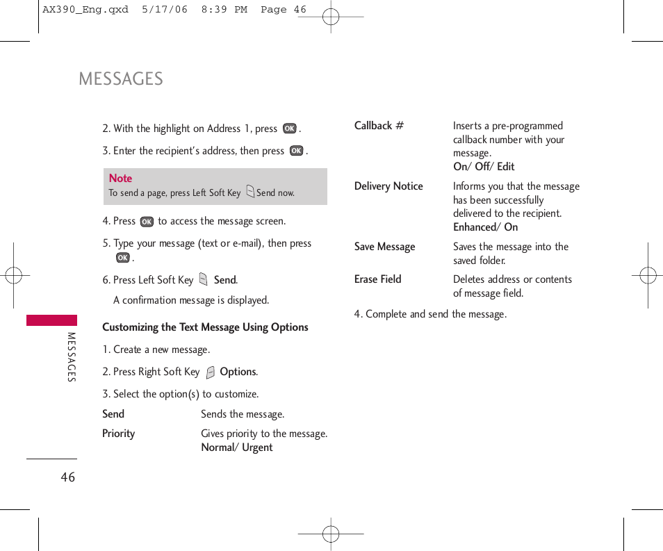 Messages | LG AX390 User Manual | Page 48 / 226