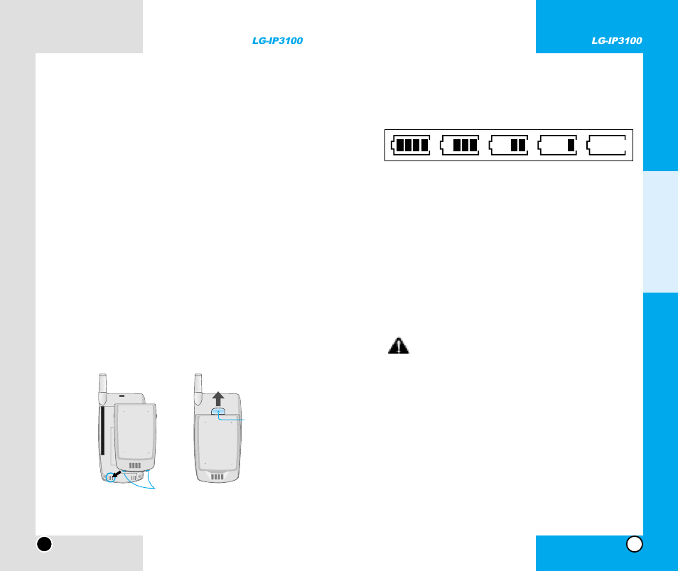 Using the battery pack | LG -IP3100 User Manual | Page 11 / 77