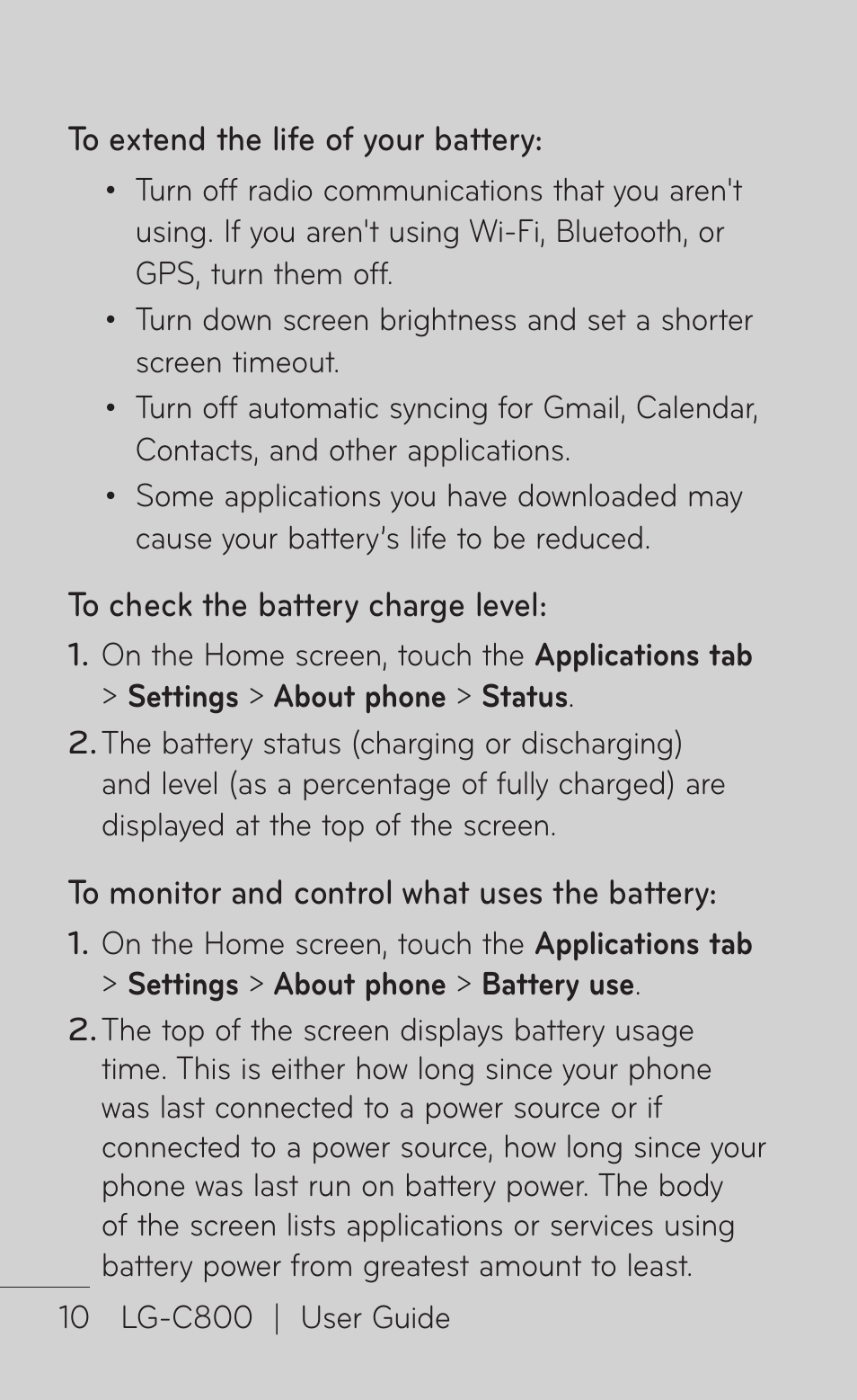 LG C800 User Manual | Page 10 / 162