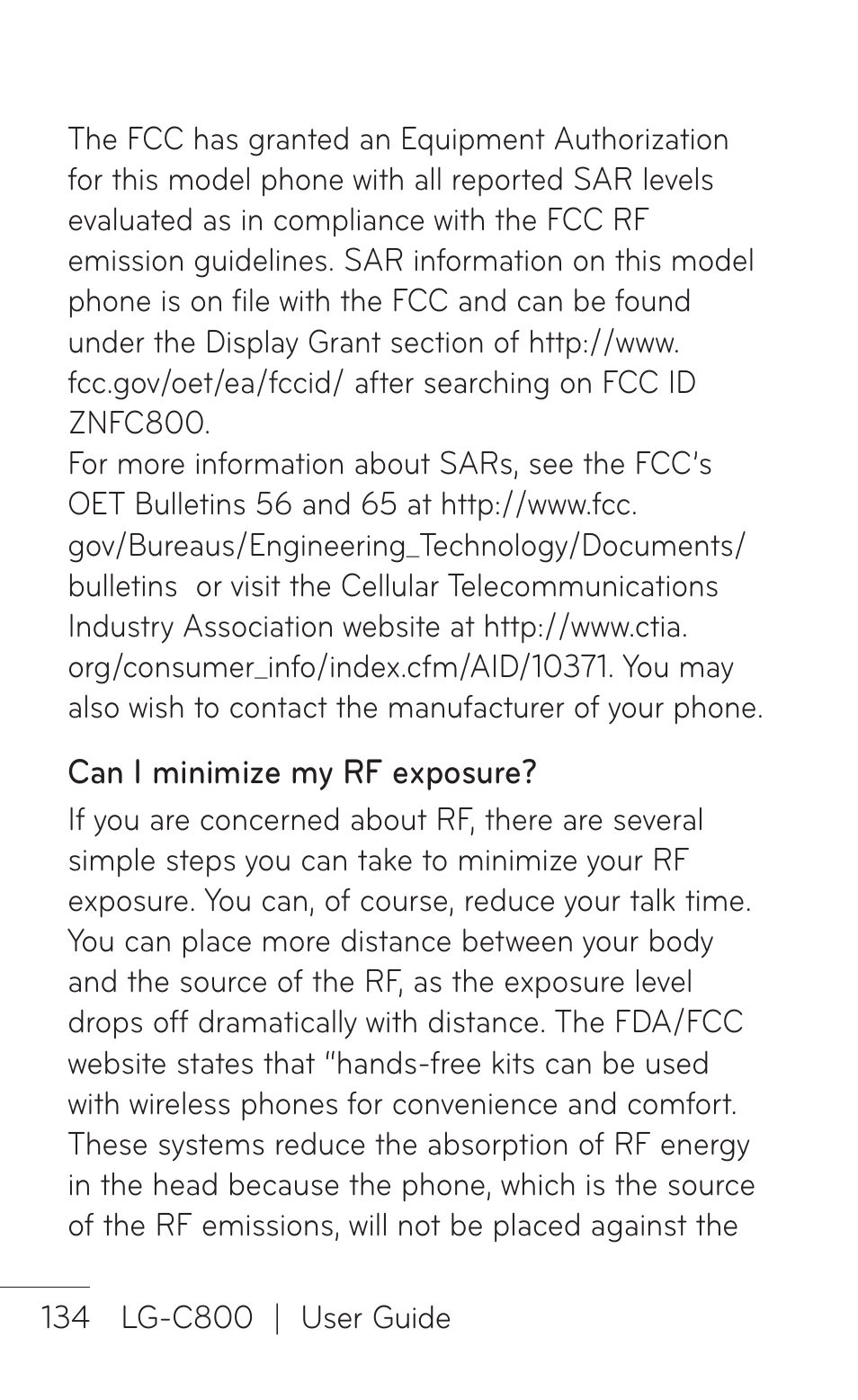 LG C800 User Manual | Page 134 / 162