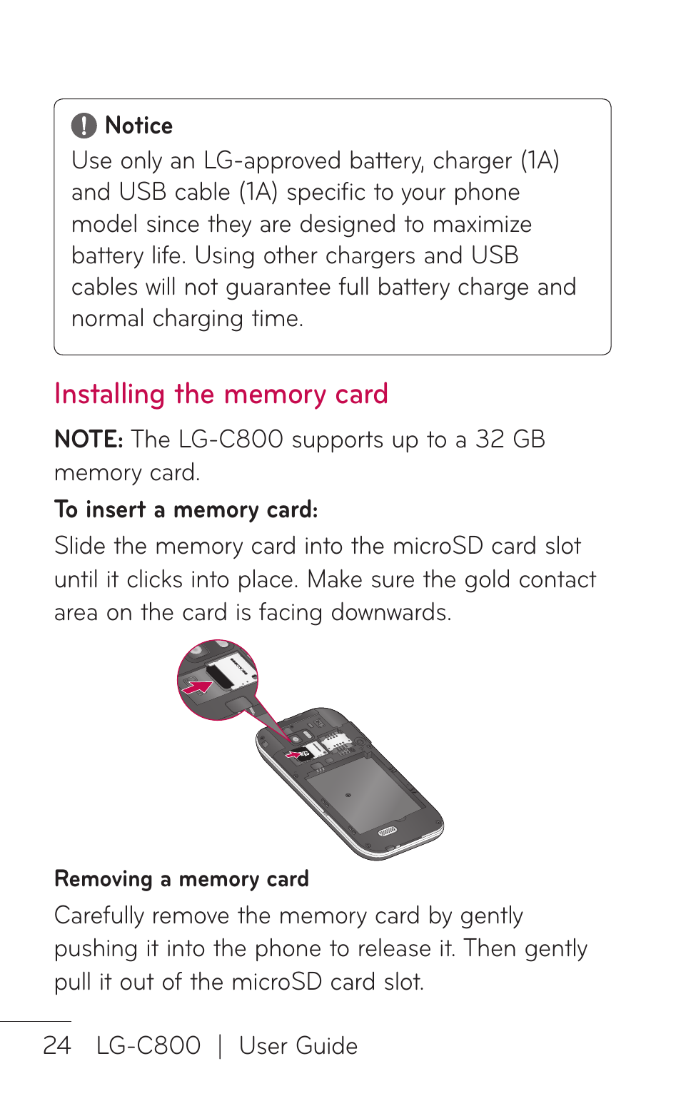 LG C800 User Manual | Page 24 / 162