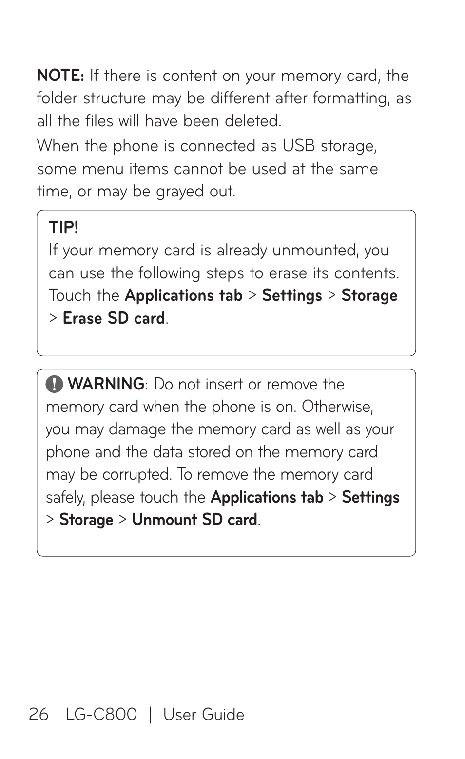 LG C800 User Manual | Page 26 / 162