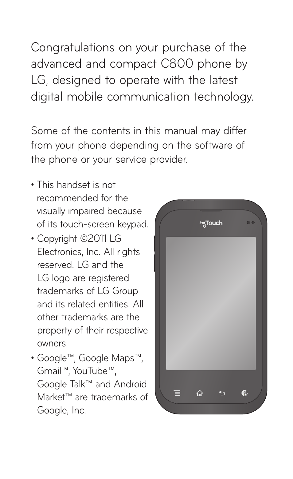 LG C800 User Manual | Page 3 / 162