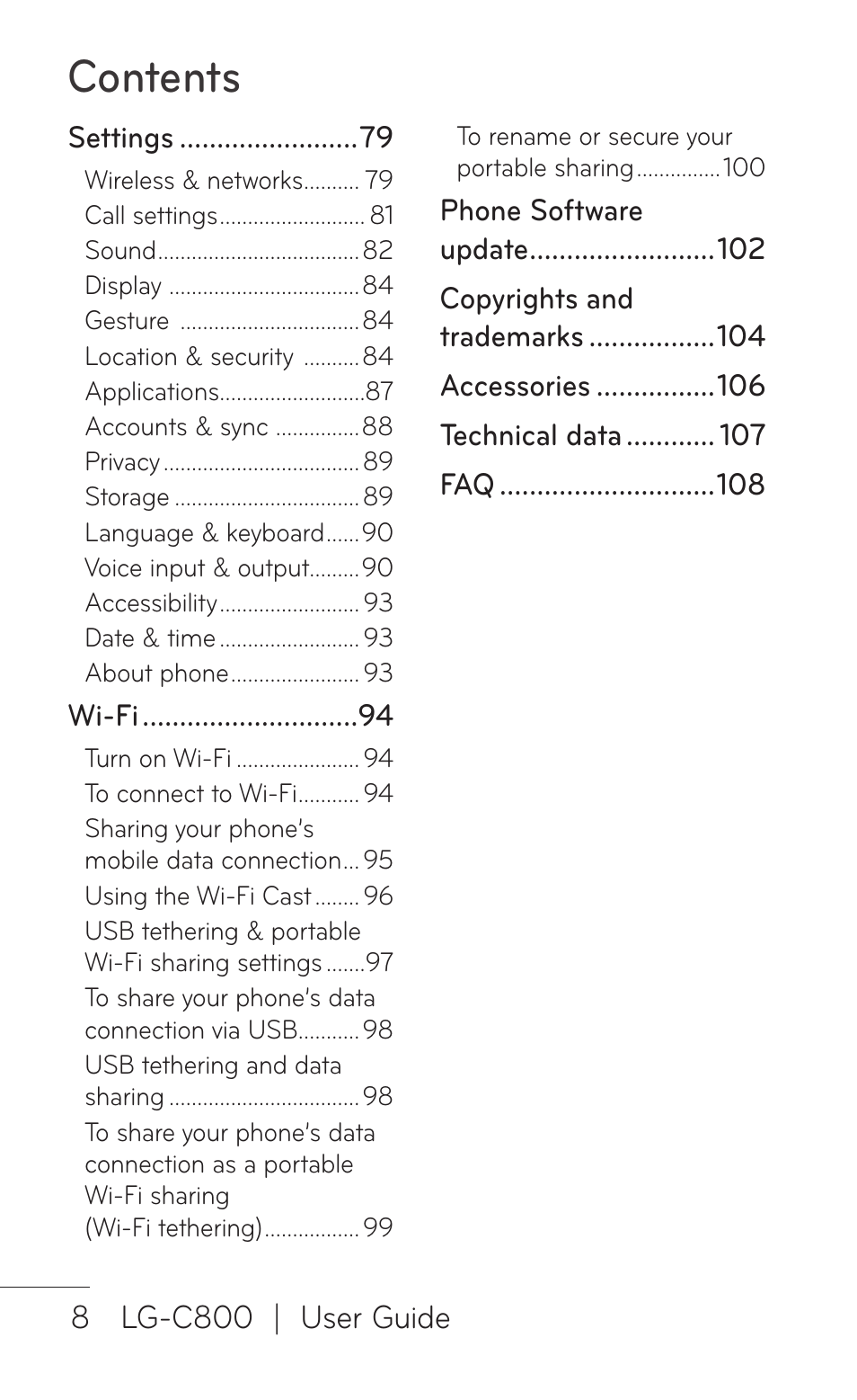 LG C800 User Manual | Page 8 / 162