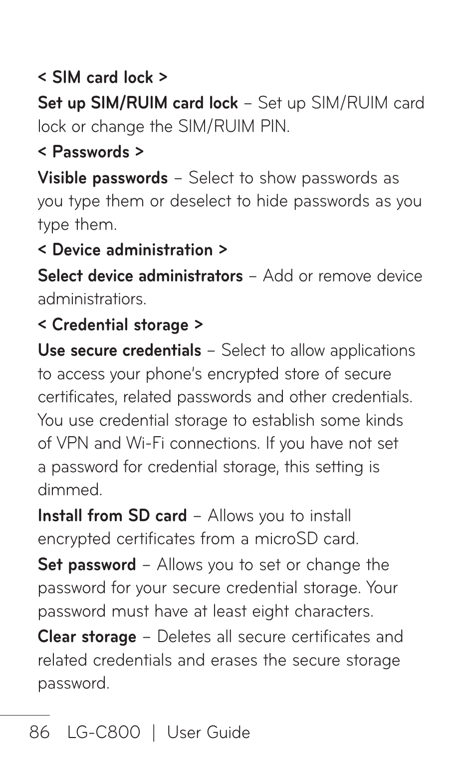 LG C800 User Manual | Page 86 / 162