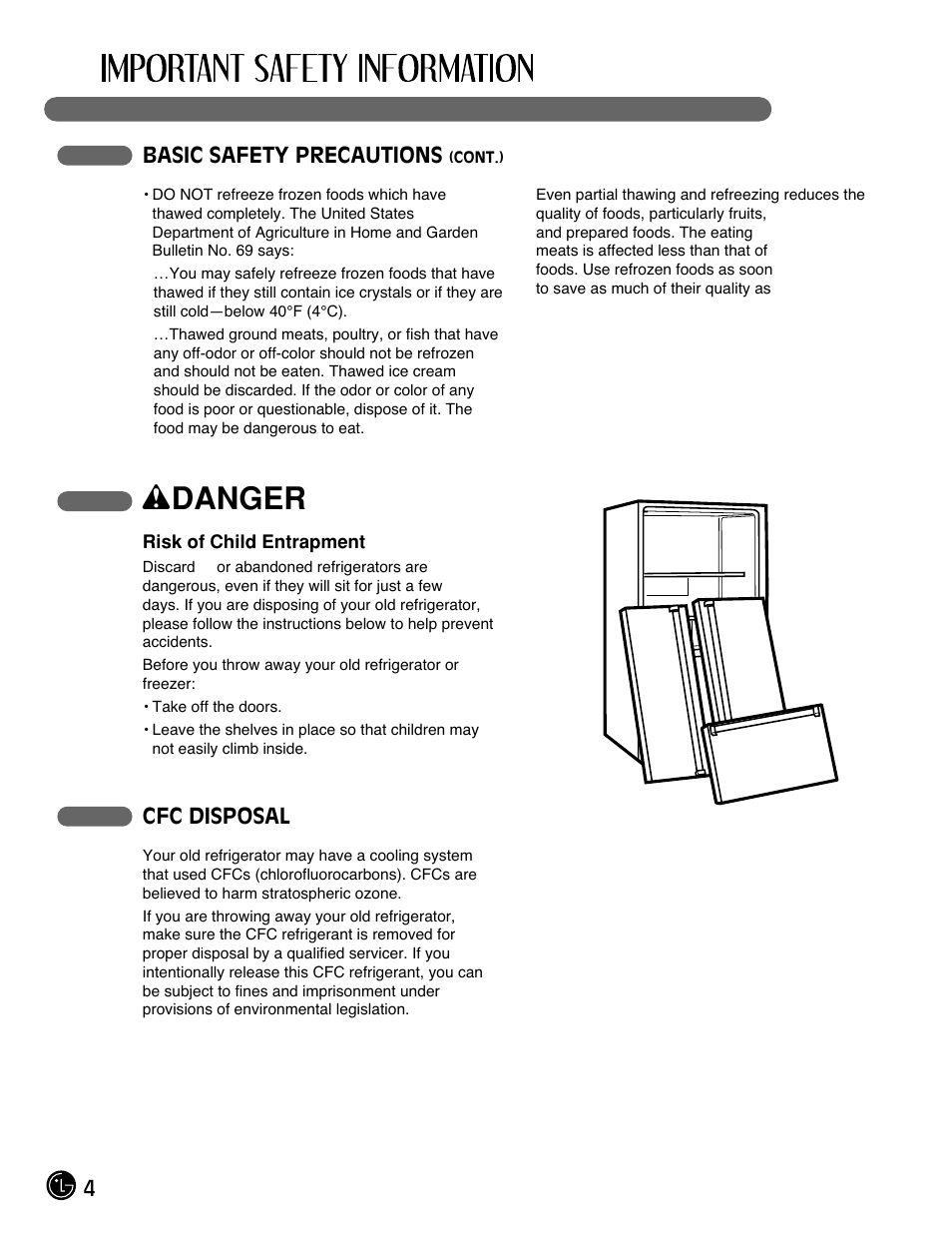 Wdanger | LG LFX21971 User Manual | Page 4 / 43