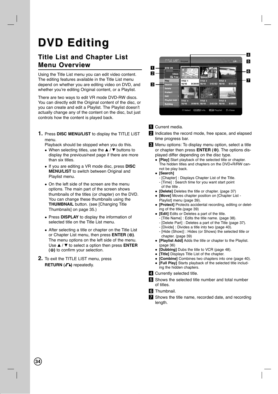 Dvd editing | LG RC897T User Manual | Page 34 / 75