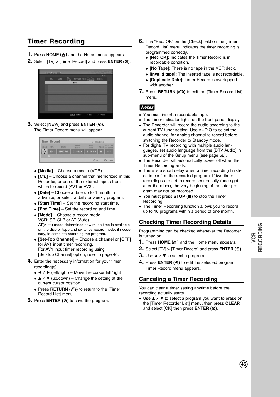 Timer recording imer recording | LG RC897T User Manual | Page 45 / 75