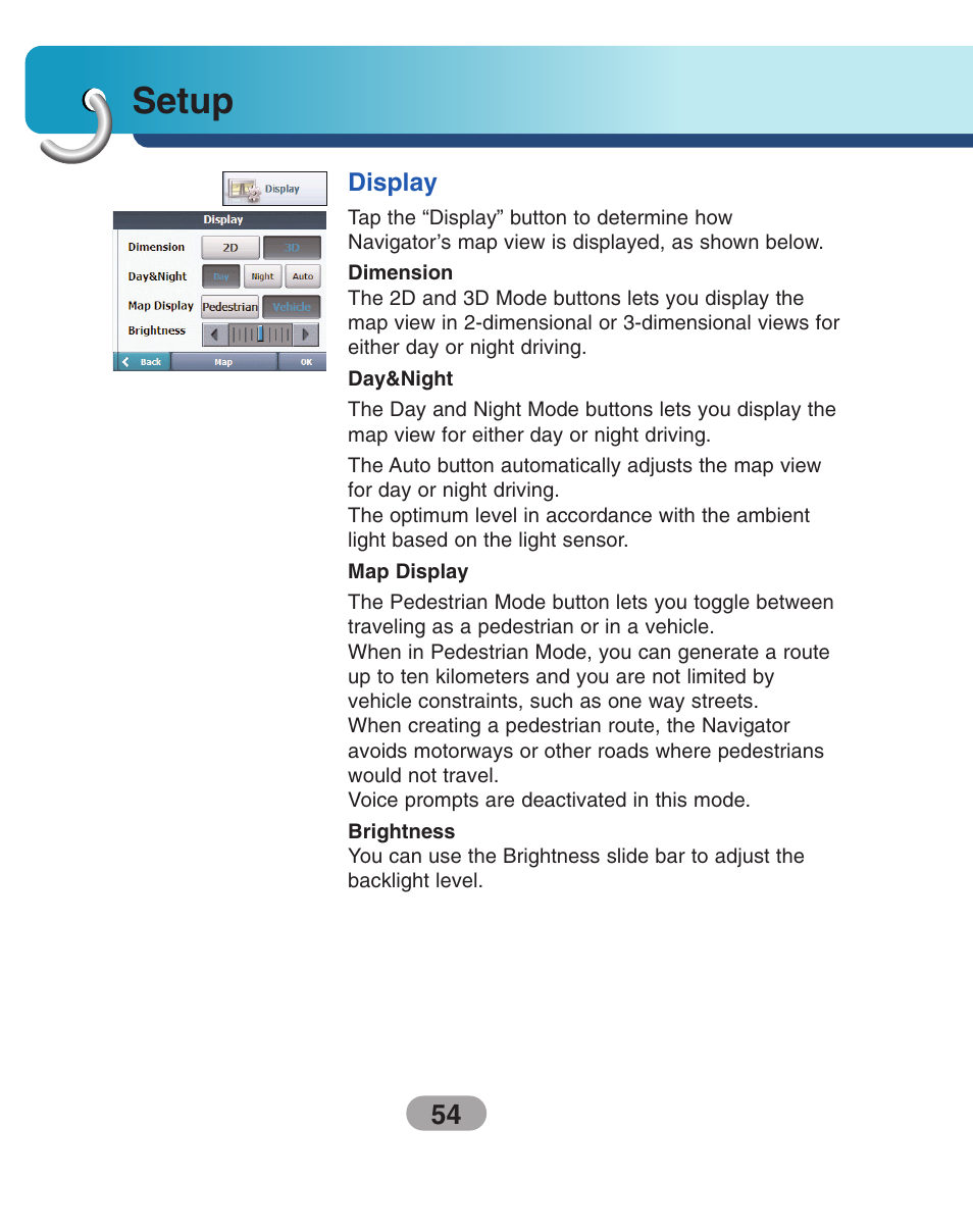 Setup, Display | LG LN740 User Manual | Page 54 / 82