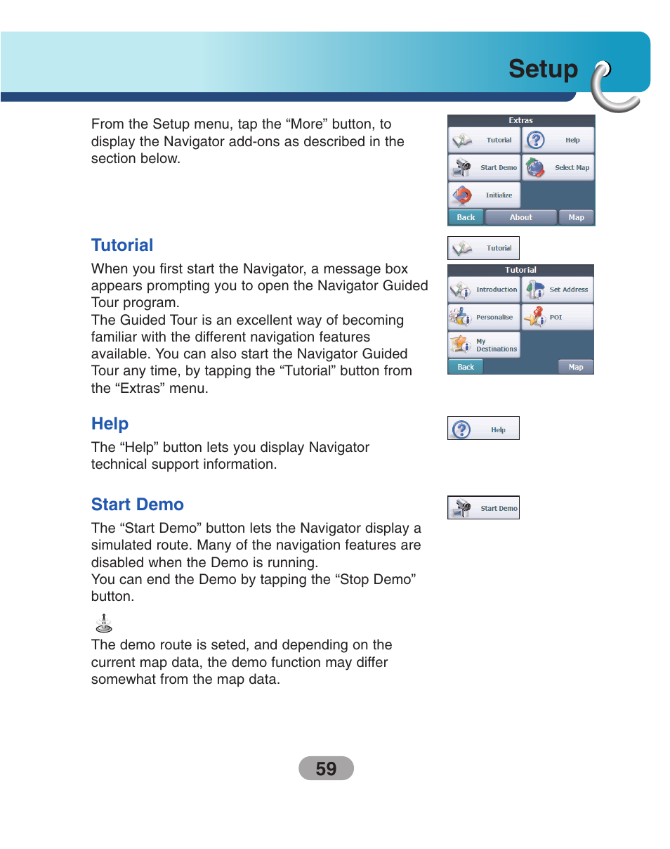 Tutorial, Help, Start demo | Setup | LG LN740 User Manual | Page 59 / 82