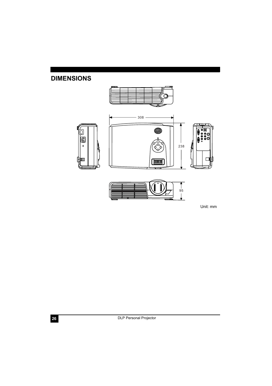 Dimensions, Unit: mm | LG RD-JT41 800X600 SVGA User Manual | Page 30 / 30