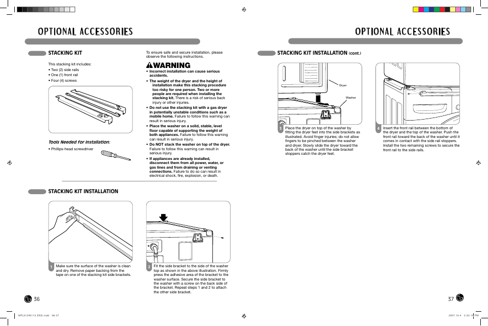 Wwarning | LG TROMM WM2455H User Manual | Page 19 / 41