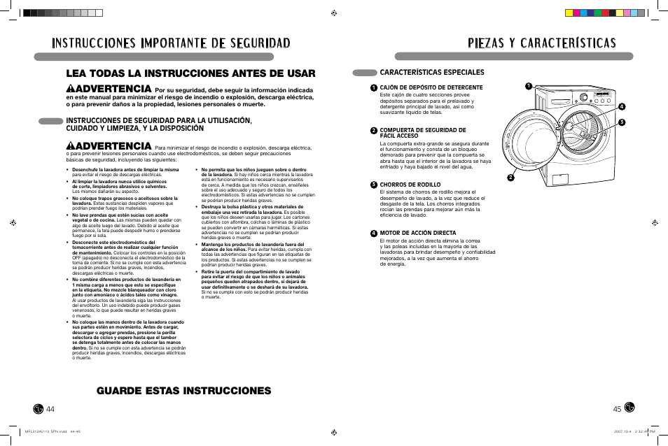 Wadvertencia | LG TROMM WM2455H User Manual | Page 23 / 41