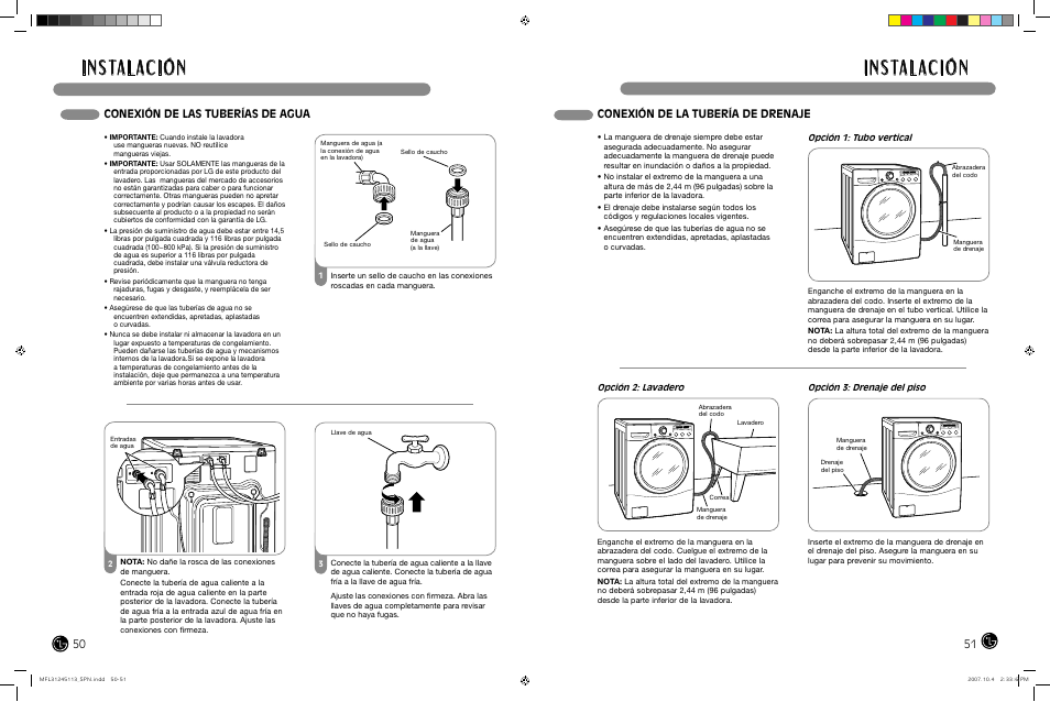 I n s ta l ac i ó n | LG TROMM WM2455H User Manual | Page 26 / 41