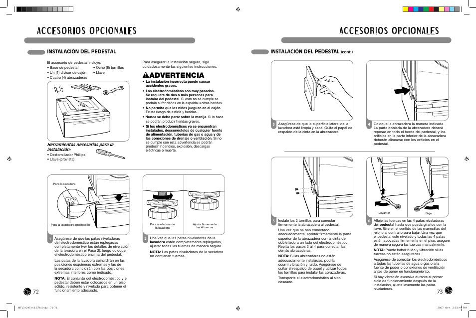 Wadvertencia | LG TROMM WM2455H User Manual | Page 37 / 41