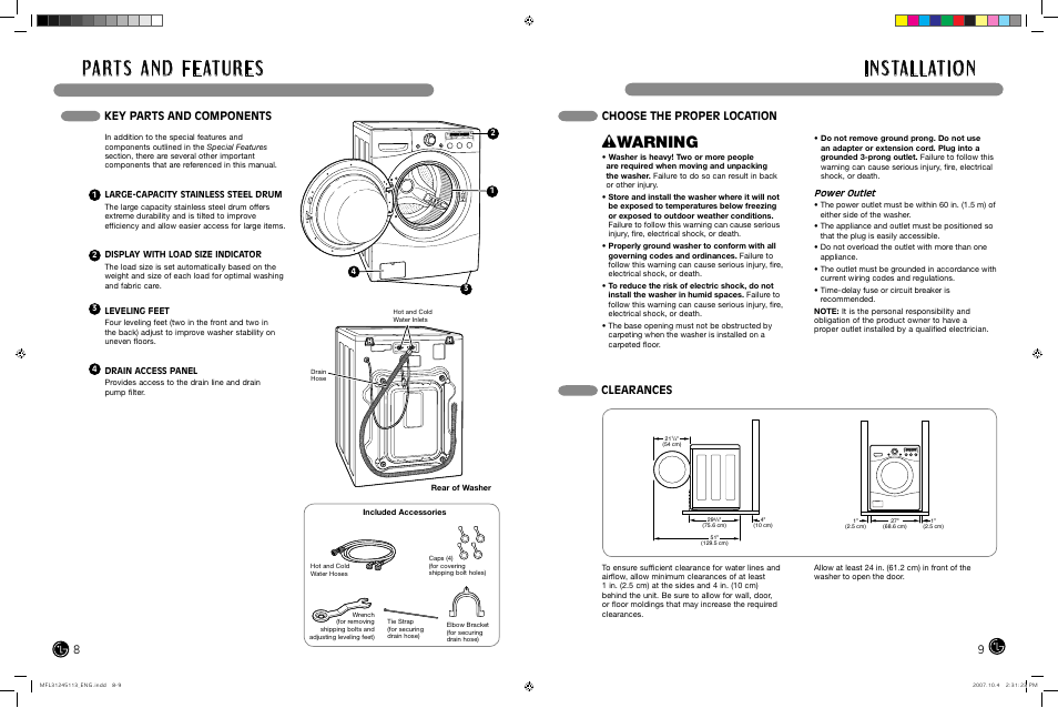 Wwarning | LG TROMM WM2455H User Manual | Page 5 / 41