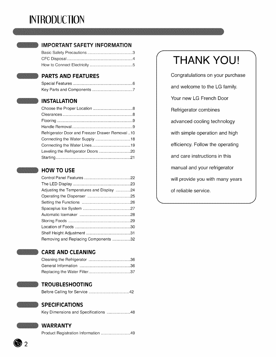 Introduction | LG LMX28988 User Manual | Page 2 / 51