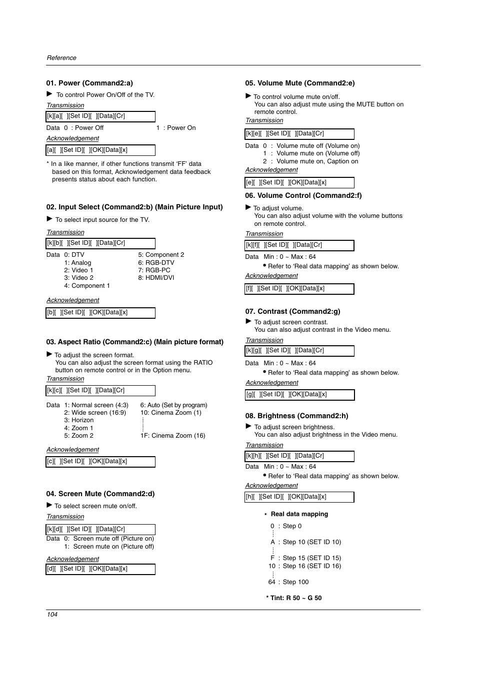 LG 26LX2D User Manual | Page 104 / 116