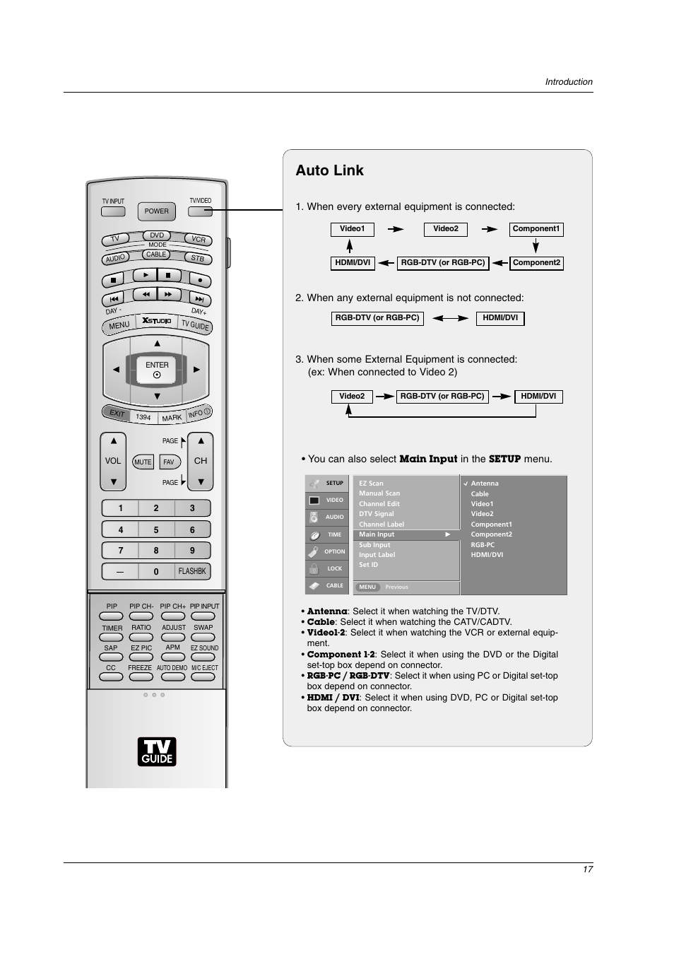 Auto link, You can also select, Menu | LG 26LX2D User Manual | Page 17 / 116