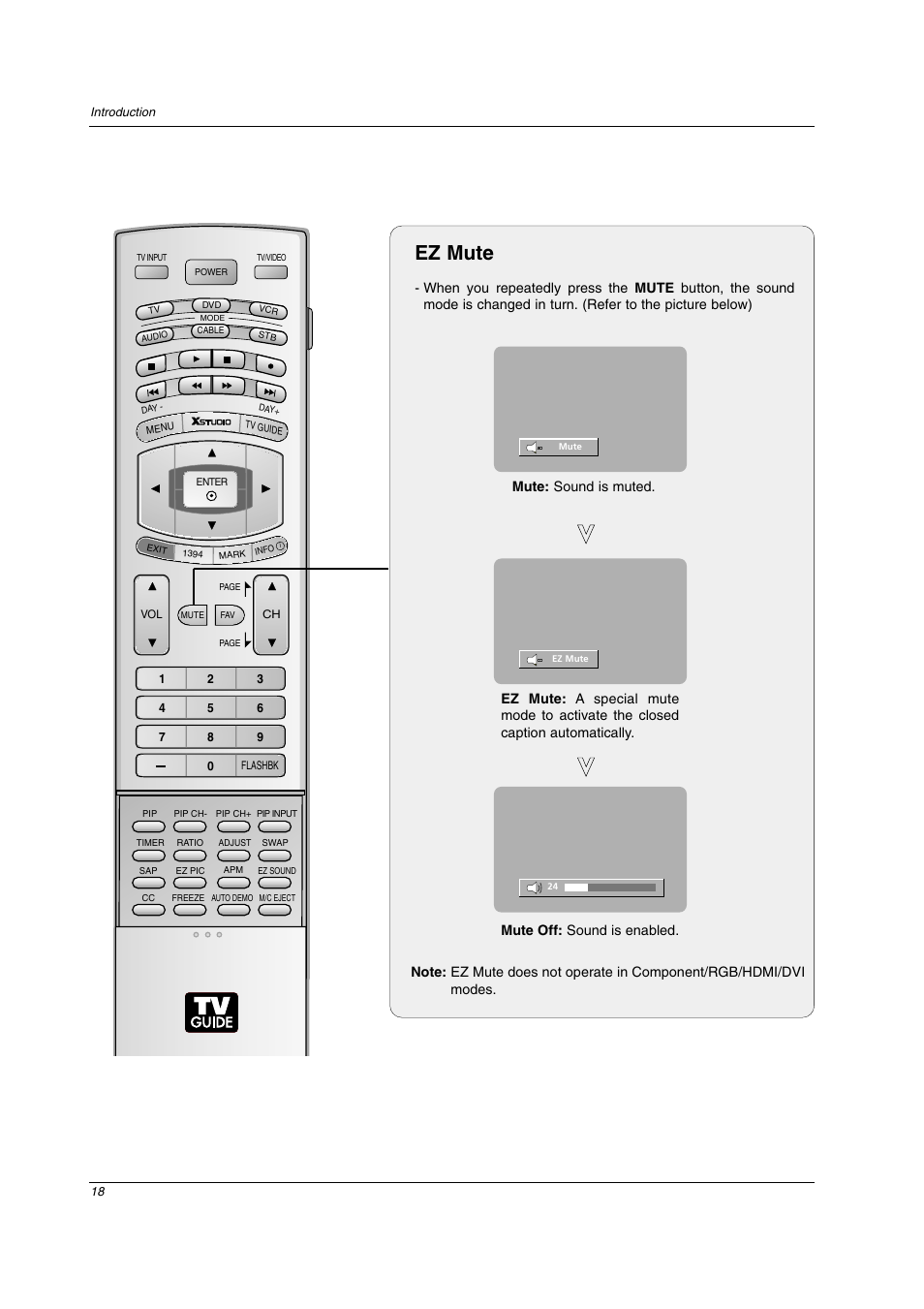 Ez mute | LG 26LX2D User Manual | Page 18 / 116