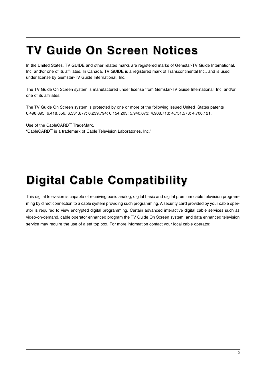 Tv guide on screen notices | LG 26LX2D User Manual | Page 3 / 116