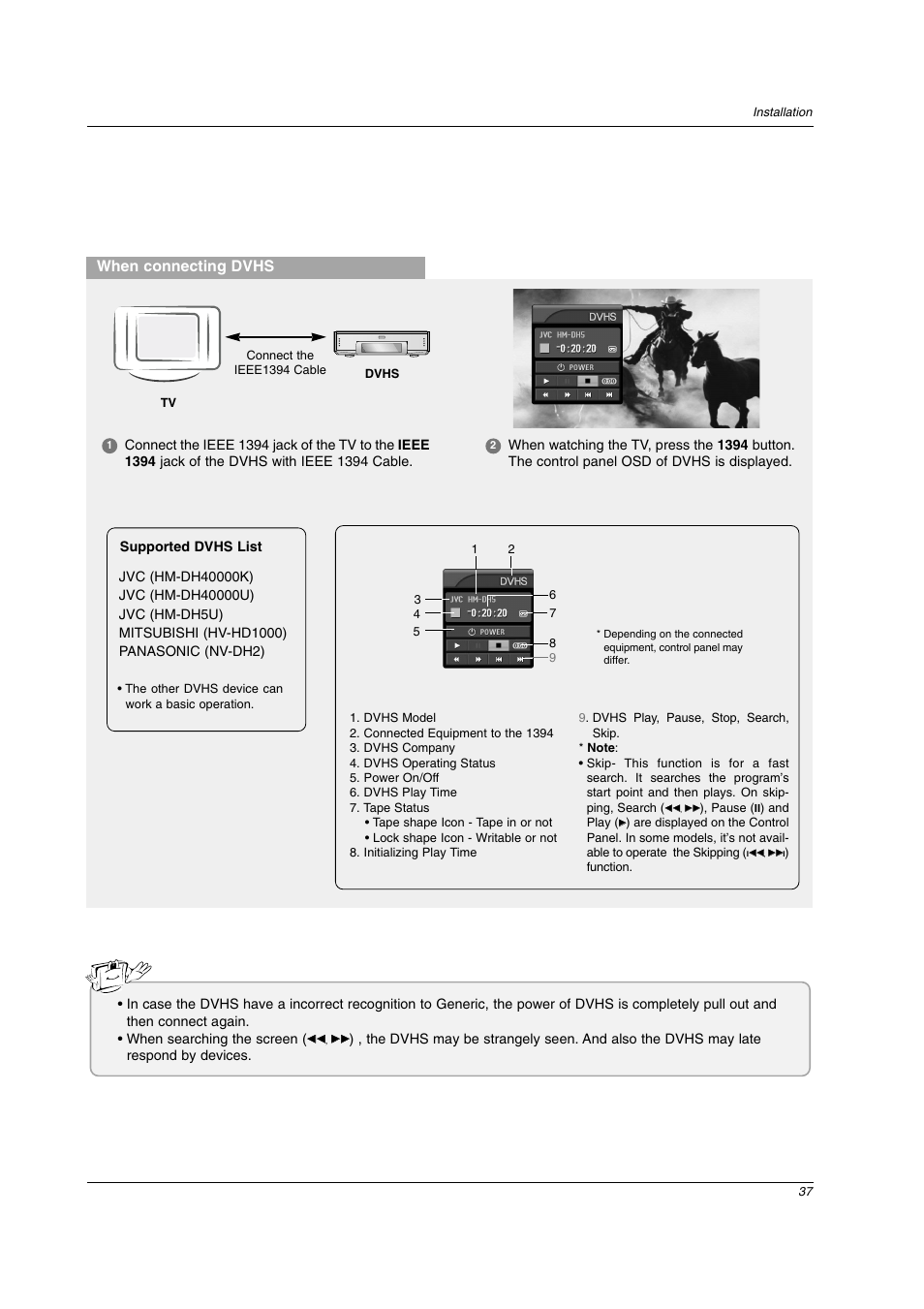 When connecting dvhs | LG 26LX2D User Manual | Page 37 / 116