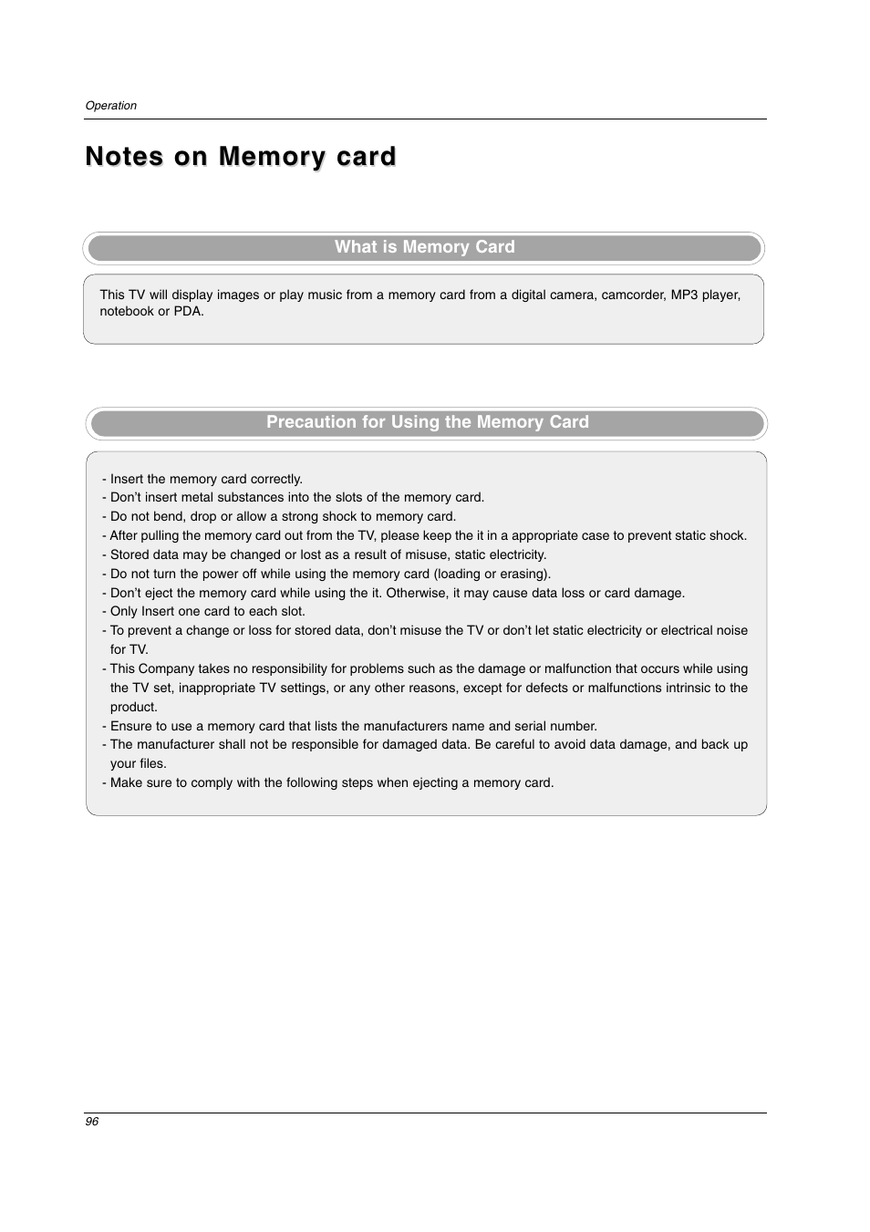 LG 26LX2D User Manual | Page 96 / 116