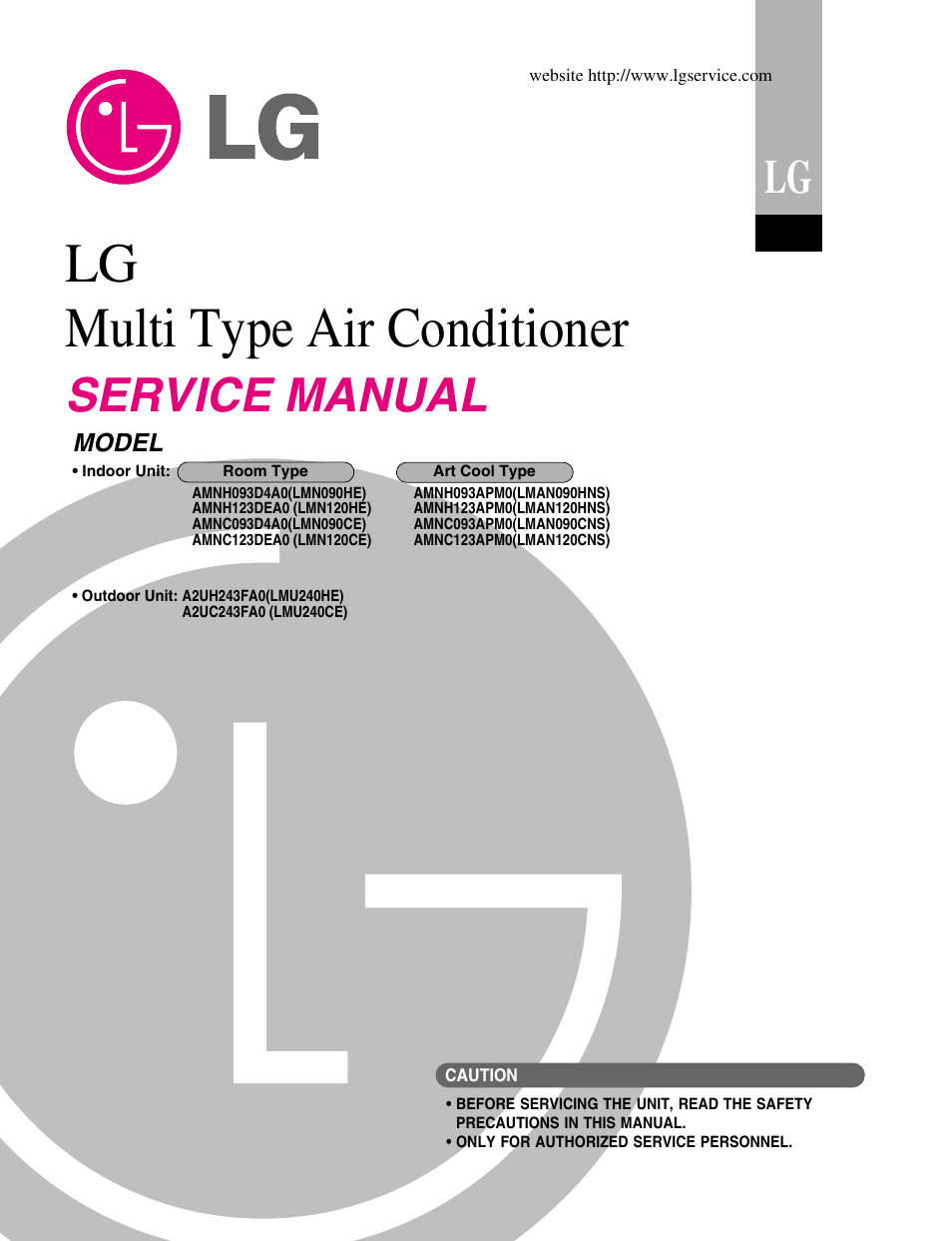 LG A2UH243FA0(LMU240HE) User Manual | 86 pages