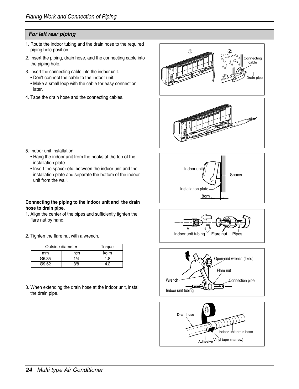 For left rear piping | LG A2UH243FA0(LMU240HE) User Manual | Page 24 / 86