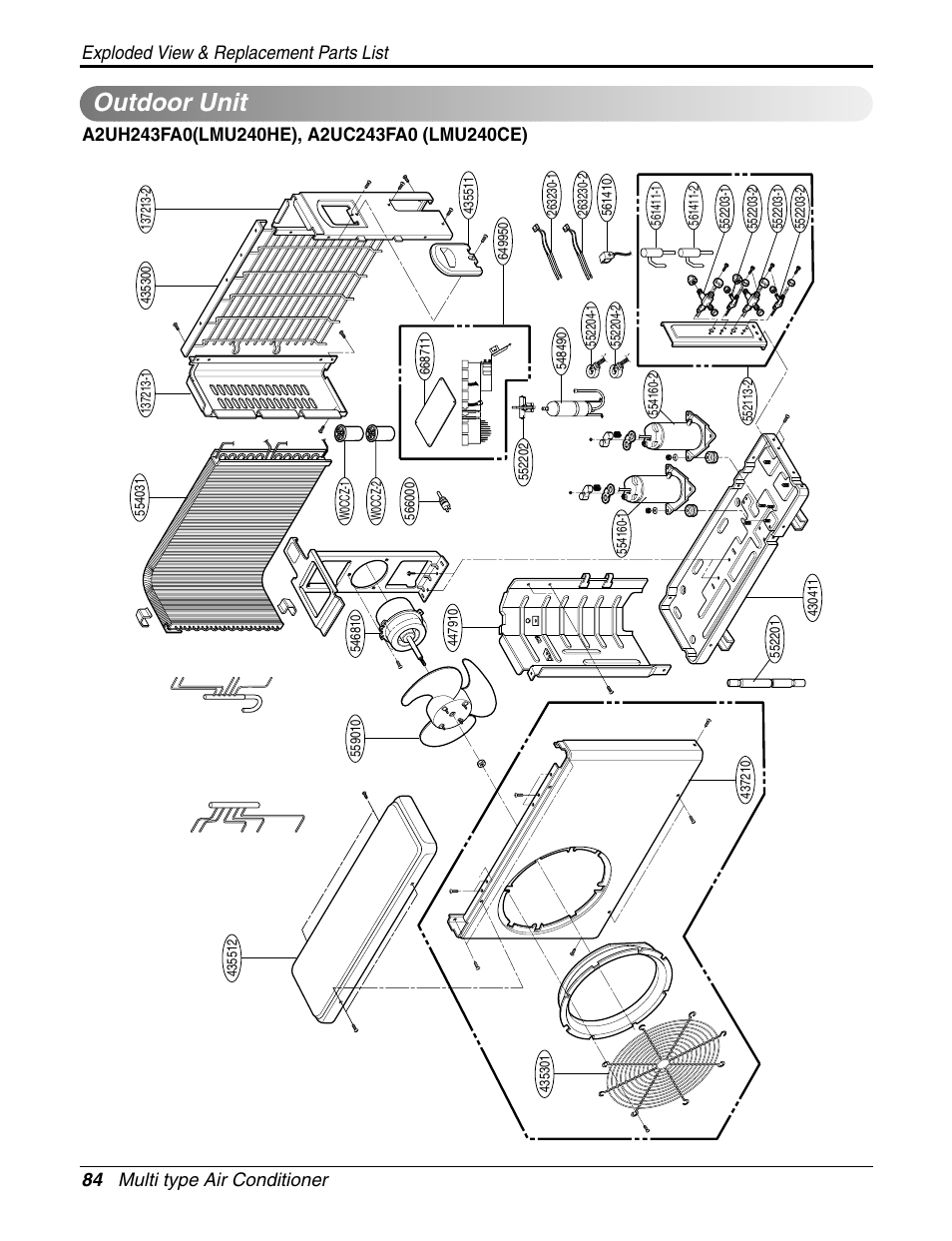 Outdoor unit | LG A2UH243FA0(LMU240HE) User Manual | Page 84 / 86