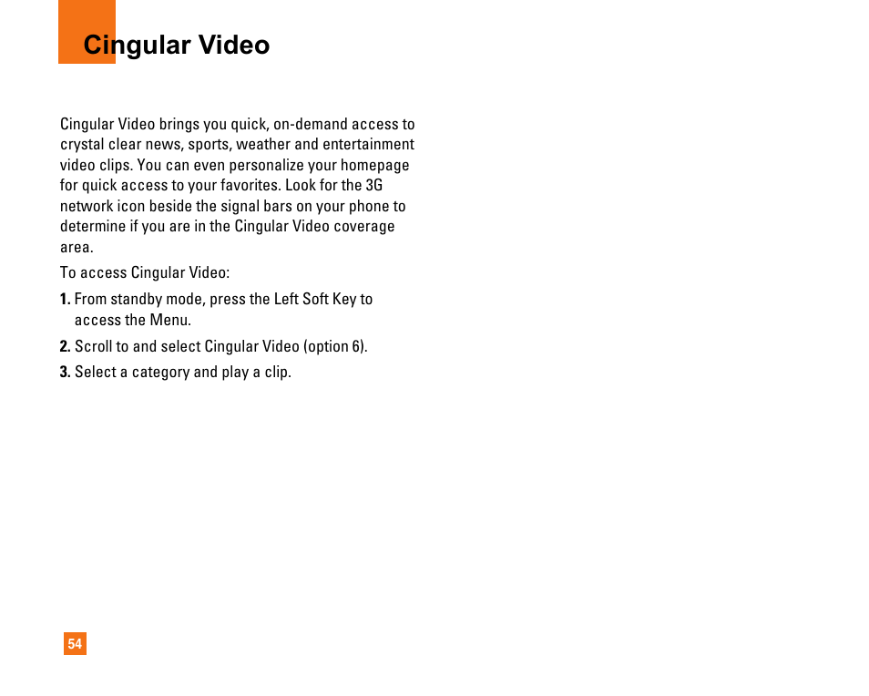 Cingular video | LG CU320 User Manual | Page 58 / 99