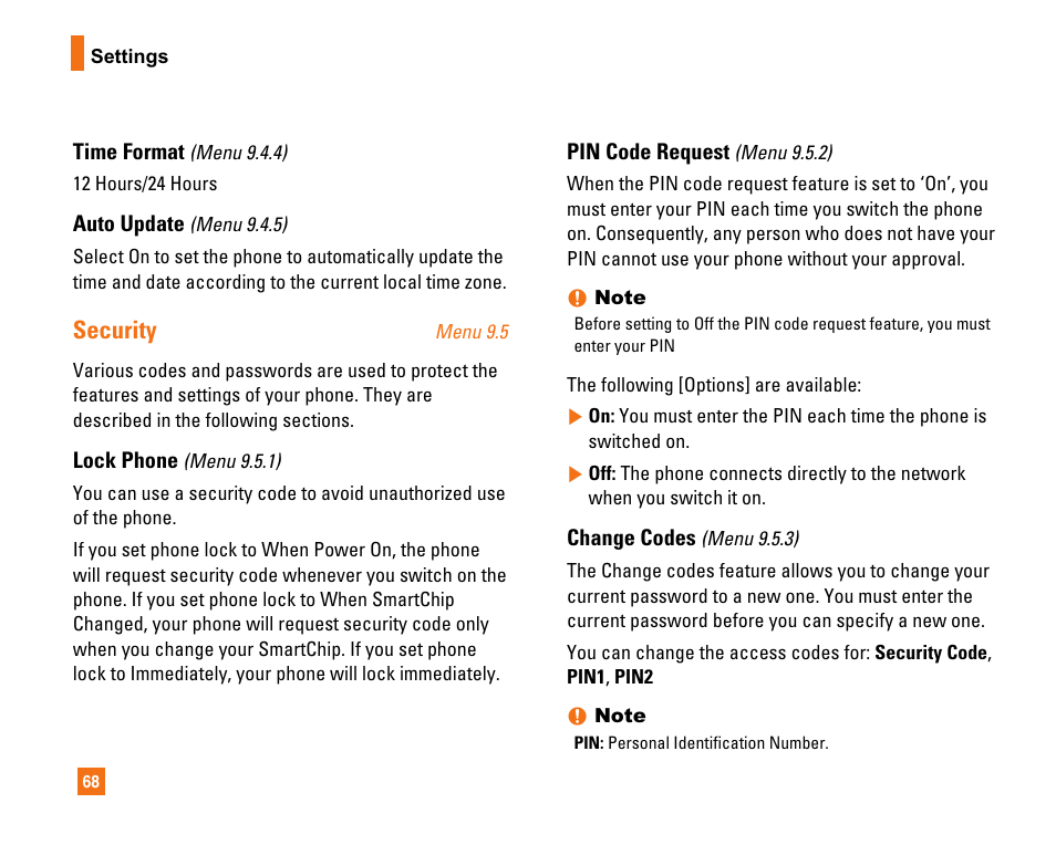 Security | LG CU320 User Manual | Page 72 / 99