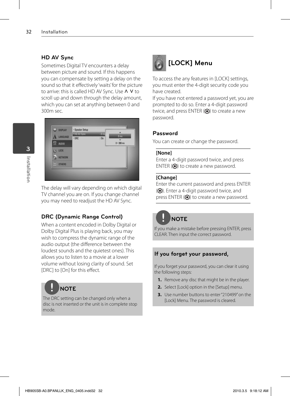 Lock] menu | LG HB905SB User Manual | Page 32 / 88