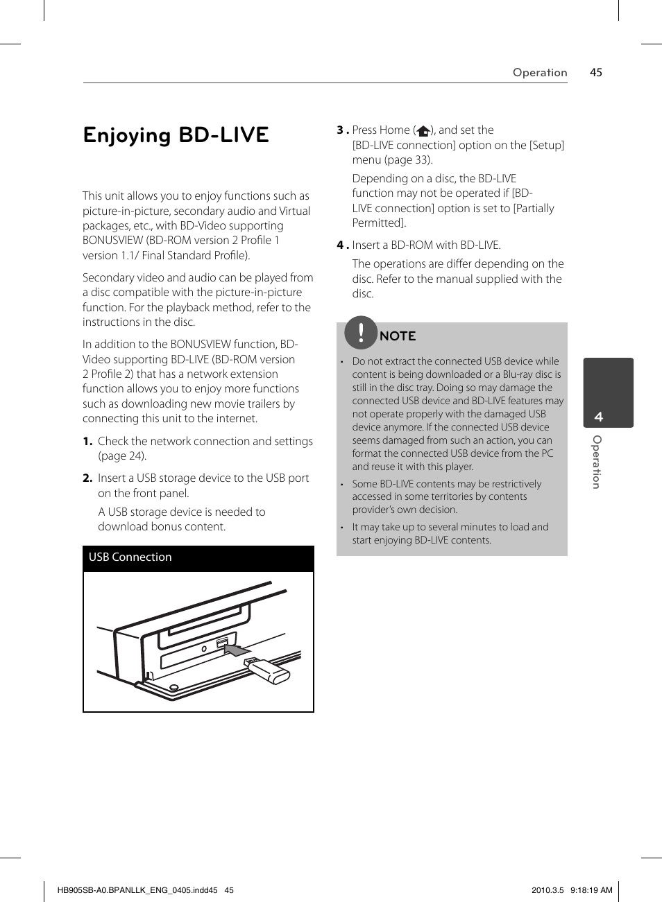 Enjoying bd-live | LG HB905SB User Manual | Page 45 / 88