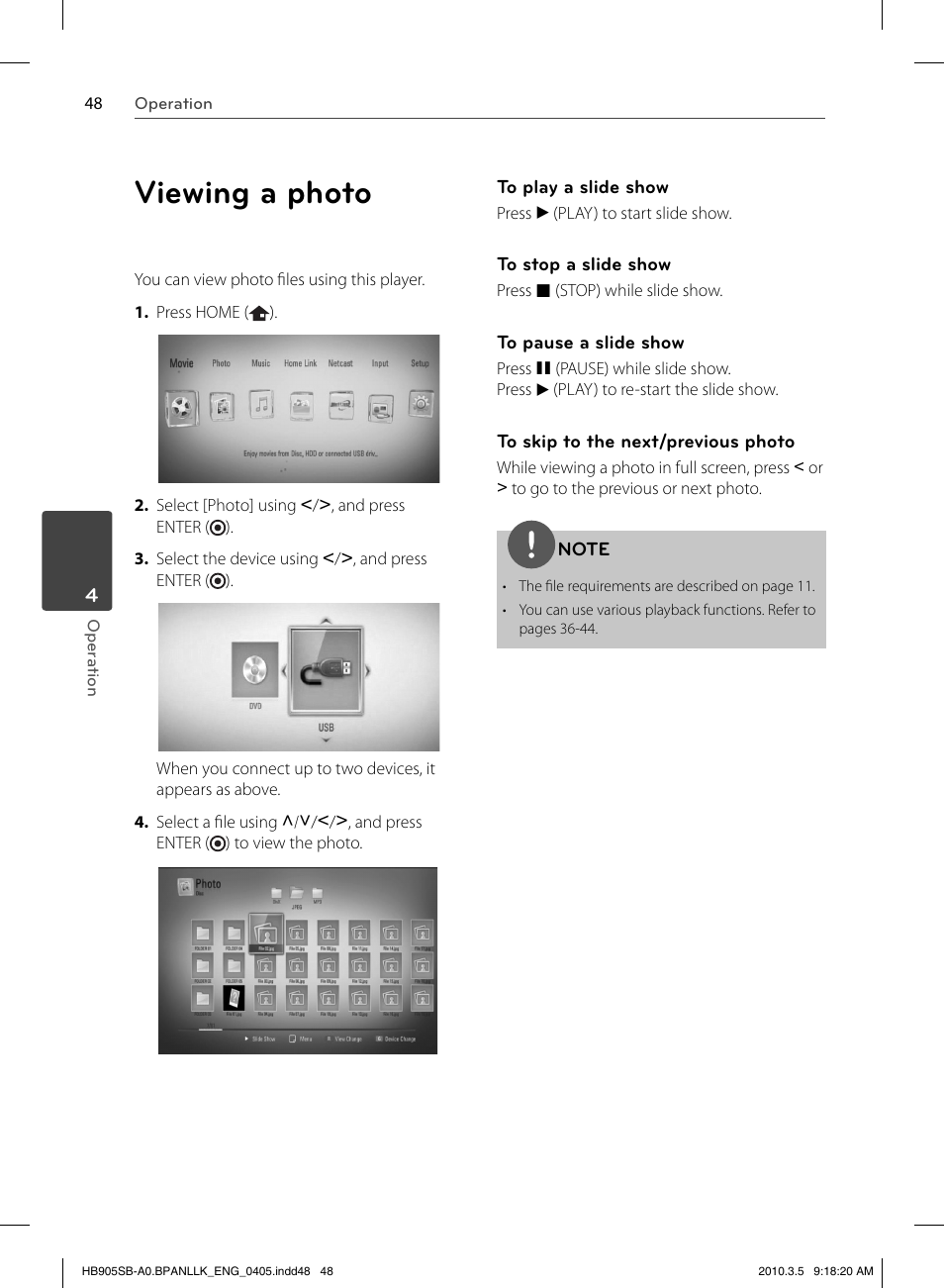 Viewing a photo | LG HB905SB User Manual | Page 48 / 88