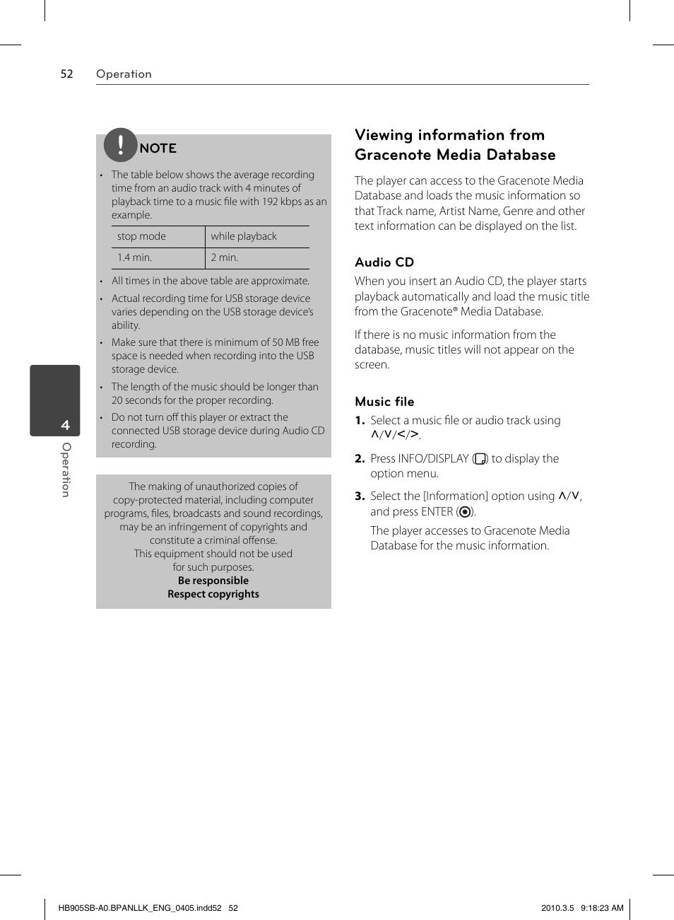 LG HB905SB User Manual | Page 52 / 88