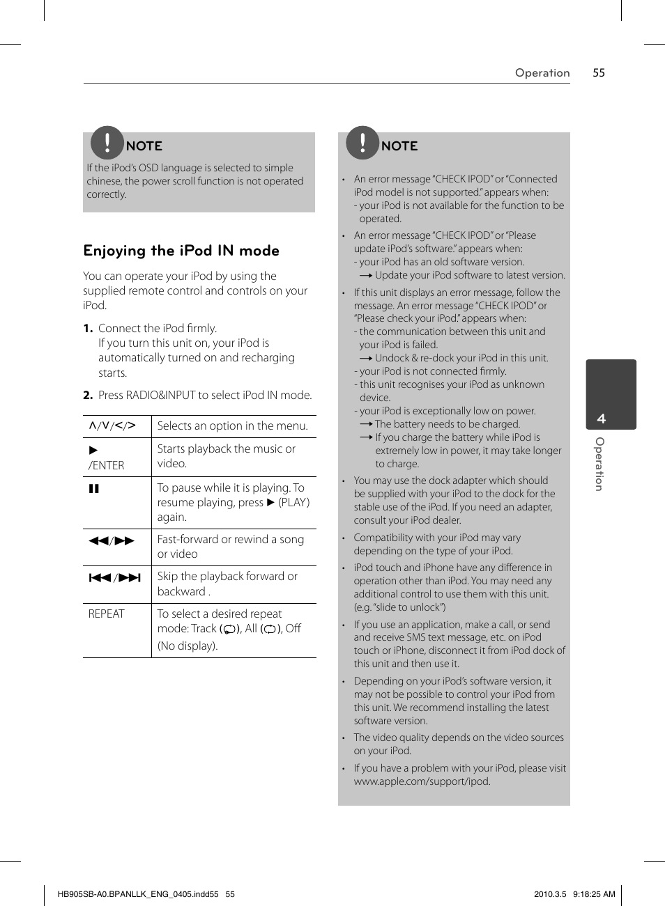 Enjoying the ipod in mode | LG HB905SB User Manual | Page 55 / 88