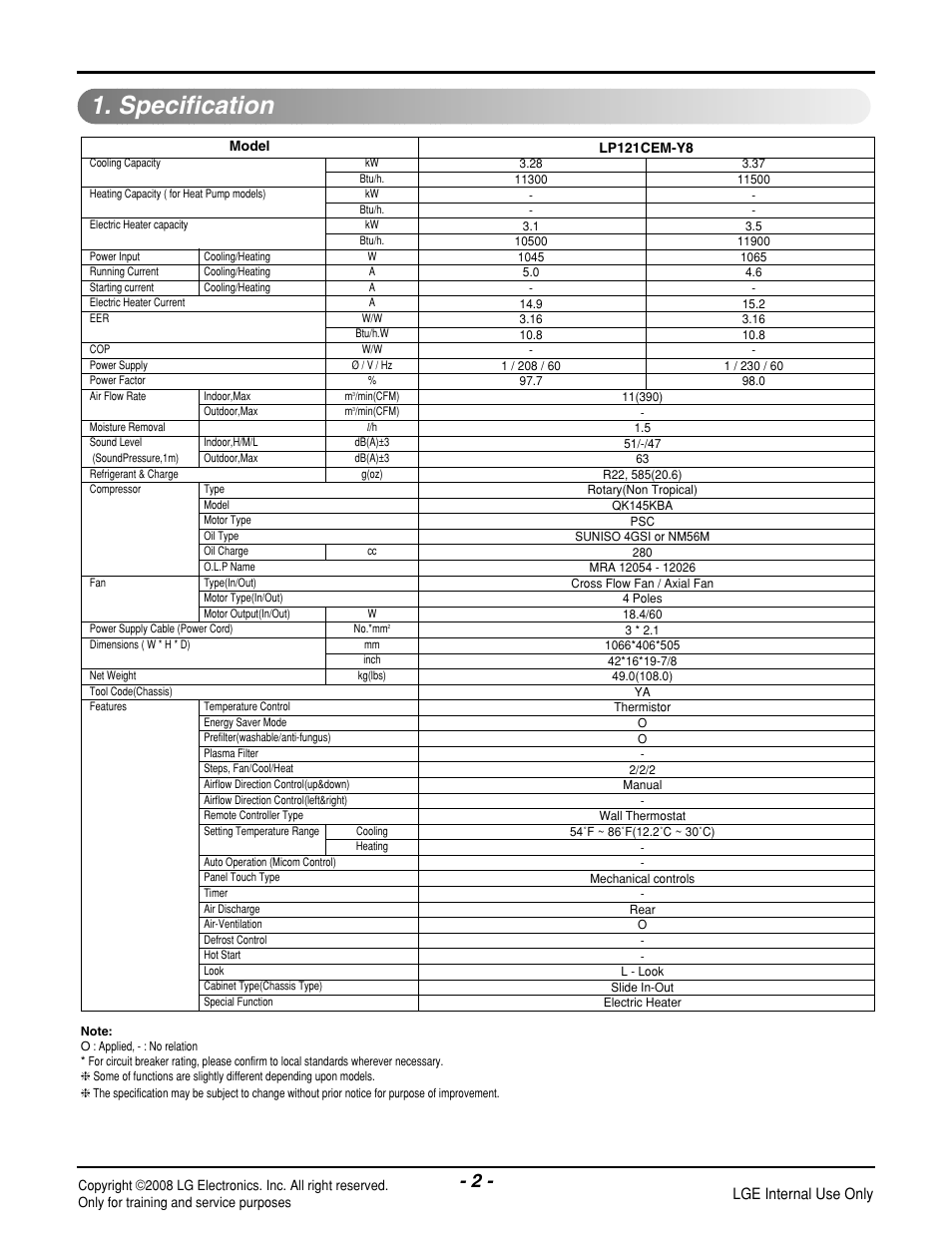 Specification | LG LP121CEM-Y8 User Manual | Page 2 / 48