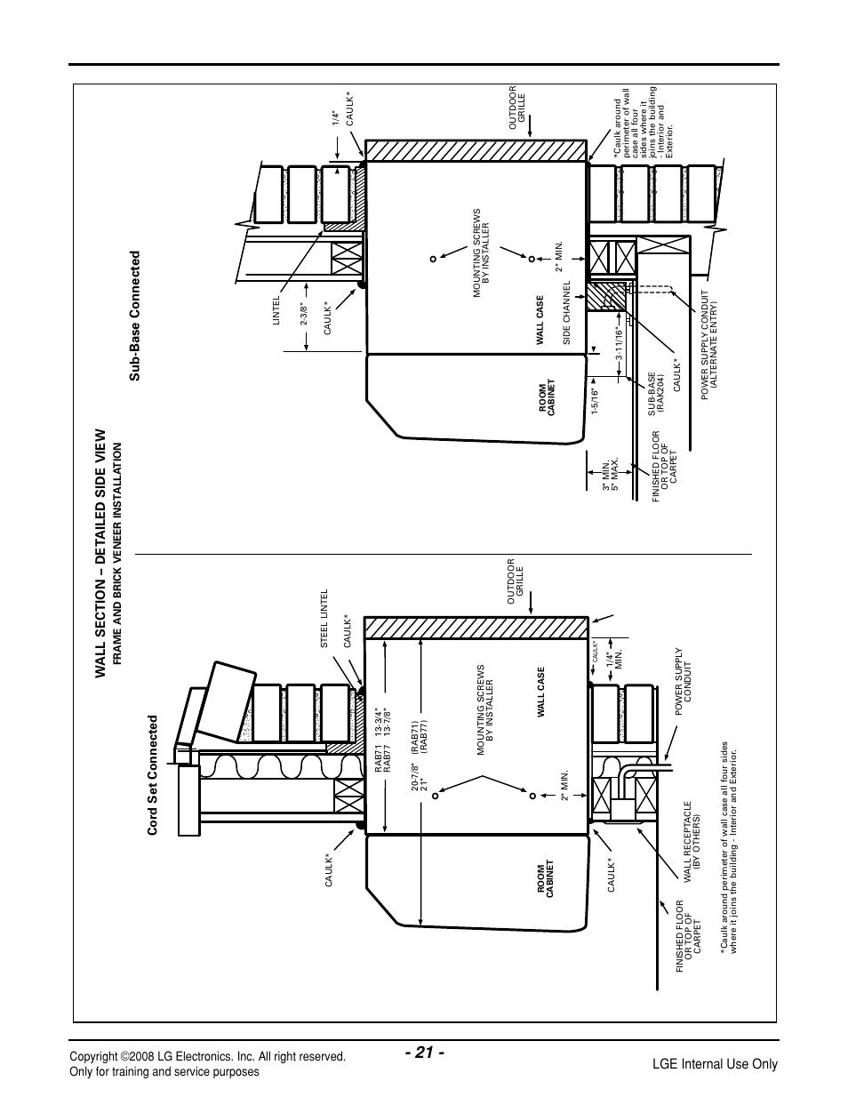 Lge internal use only, Cord set connected, Sub-base connected | LG LP121CEM-Y8 User Manual | Page 21 / 48