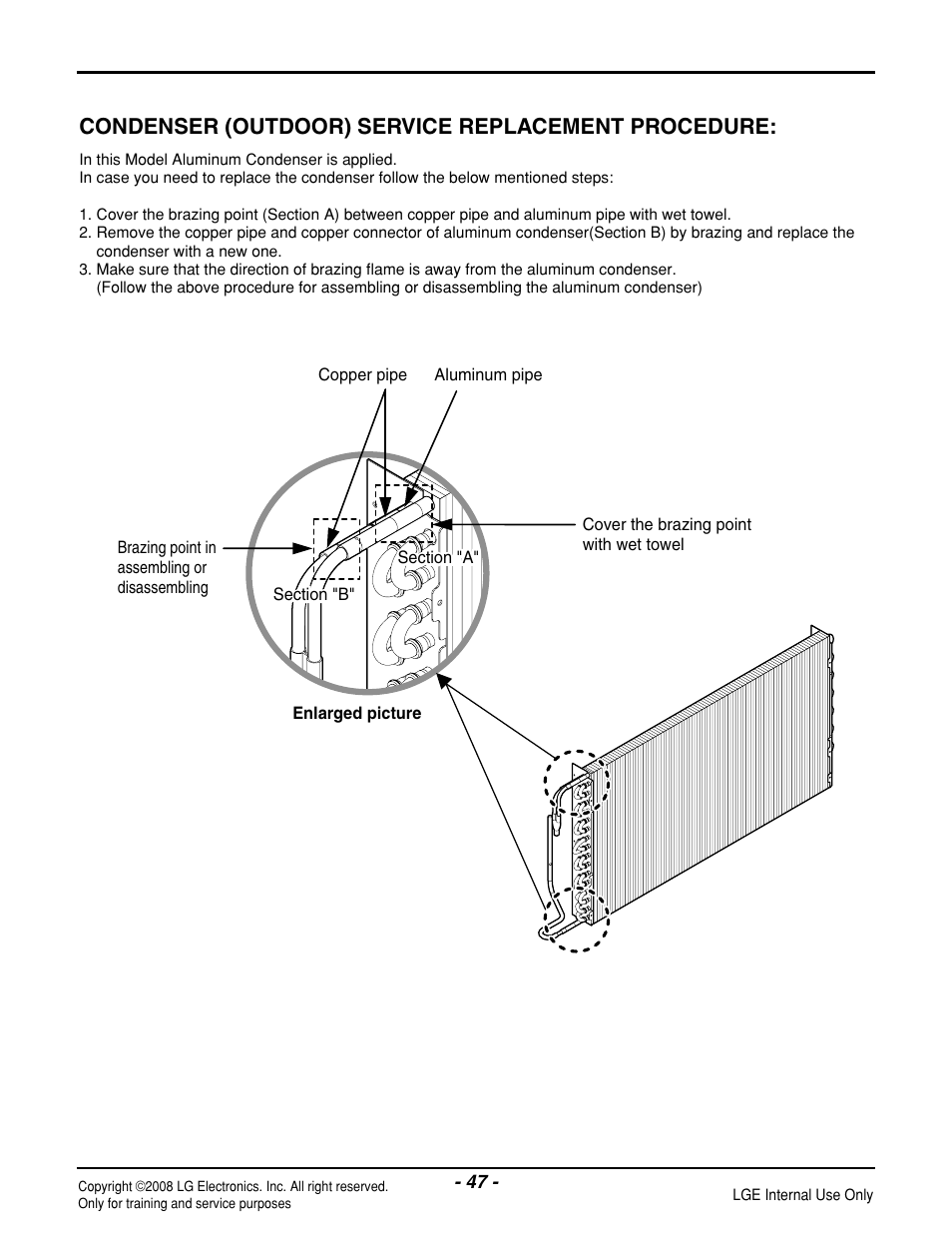 Condenser (outdoor) service replacement procedure | LG LP121CEM-Y8 User Manual | Page 47 / 48