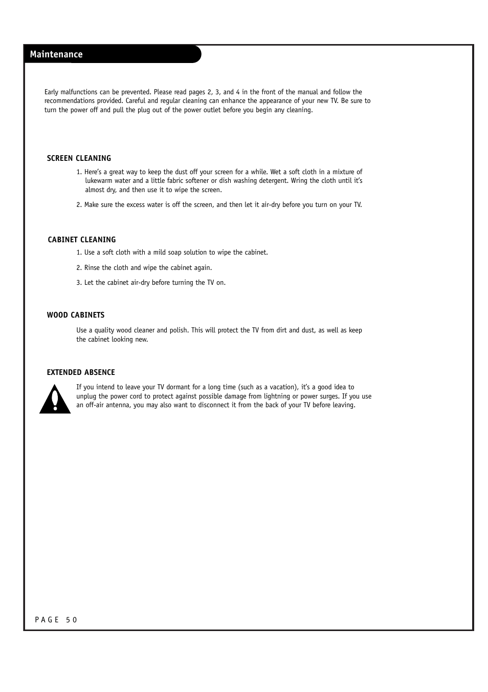 Maintenance | LG RU-48SZ40 User Manual | Page 50 / 60