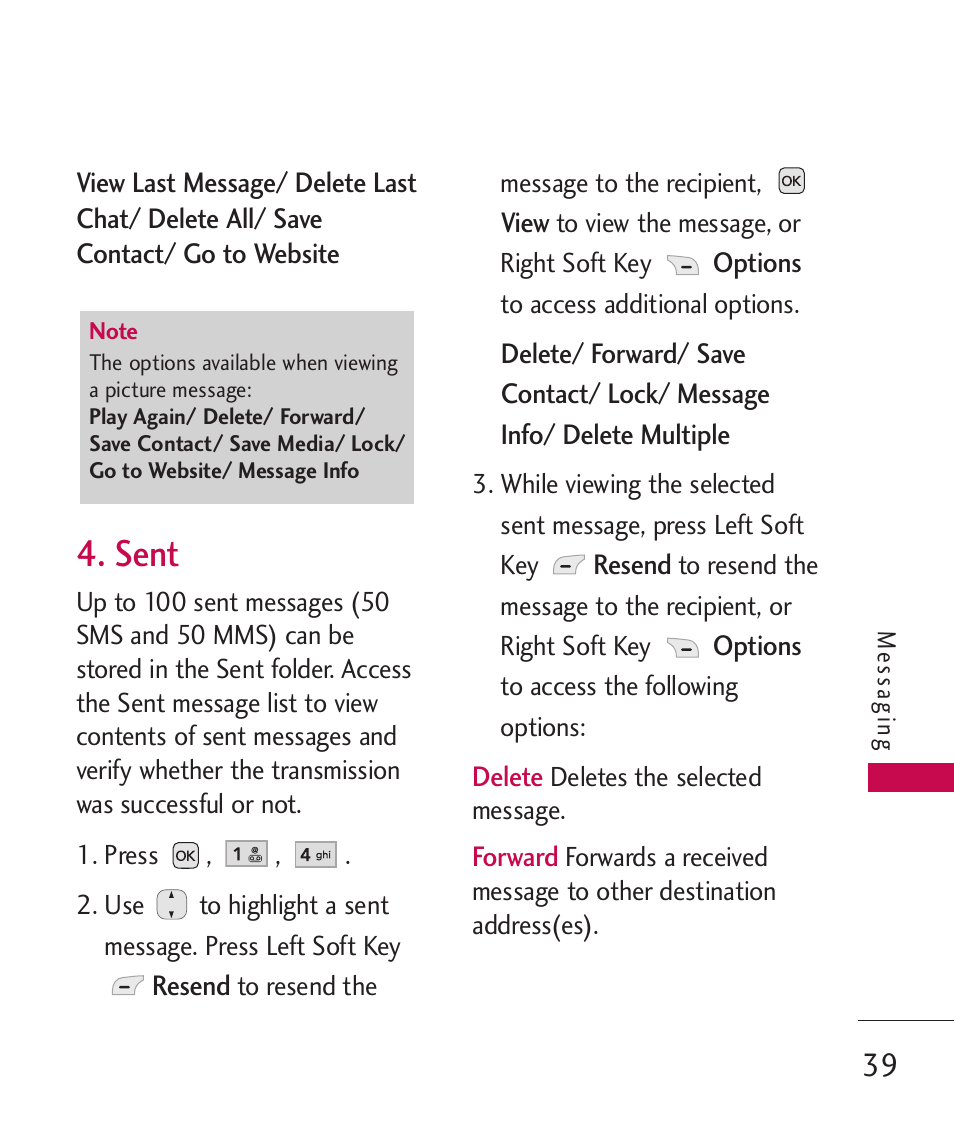 Sent | LG AX310 User Manual | Page 41 / 119