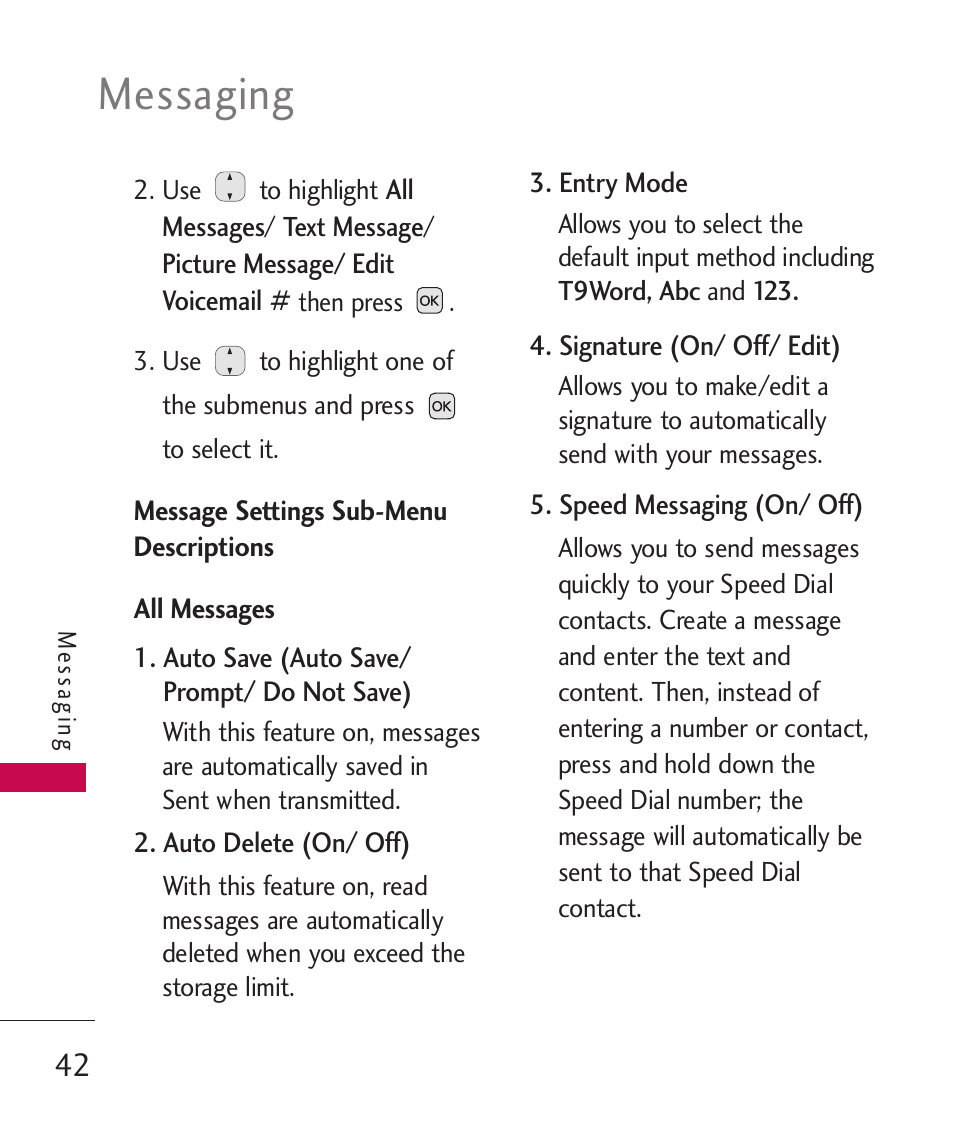 Messaging | LG AX310 User Manual | Page 44 / 119